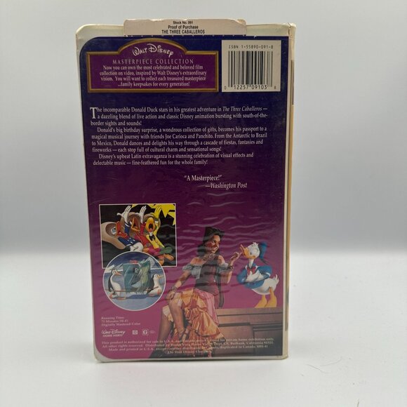 Walt Disney Masterpiece VHS The Three Caballeros 1994 Donald Duck - Picture 2 of 3